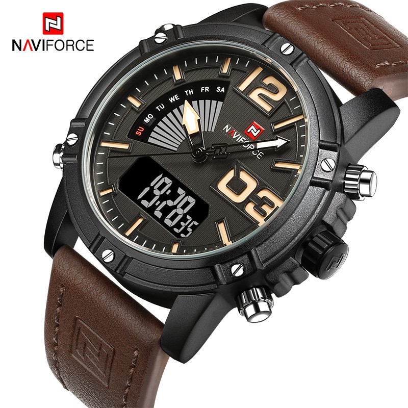 Đồng Hồ Điện Tử NAVIFORCE Chống Thấm Nước Với Dây Đeo Da NF 9095
