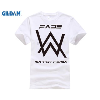 Áo thun cotton nam màu trắng in chữ Alan Walker