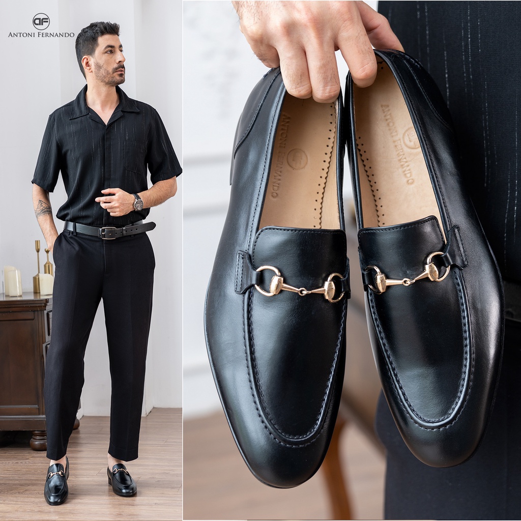 Giày Công Sở Loafer Nam Da Bò Ý Đế Da Handmade  Antoni Fernando AF3091