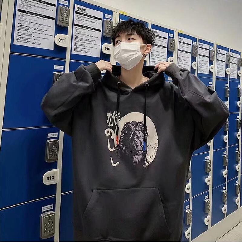 Áo hoodie dáng rộng in họa tiết hoạt hình phong cách Nhật Bản thời trang cho nam size M-5XL