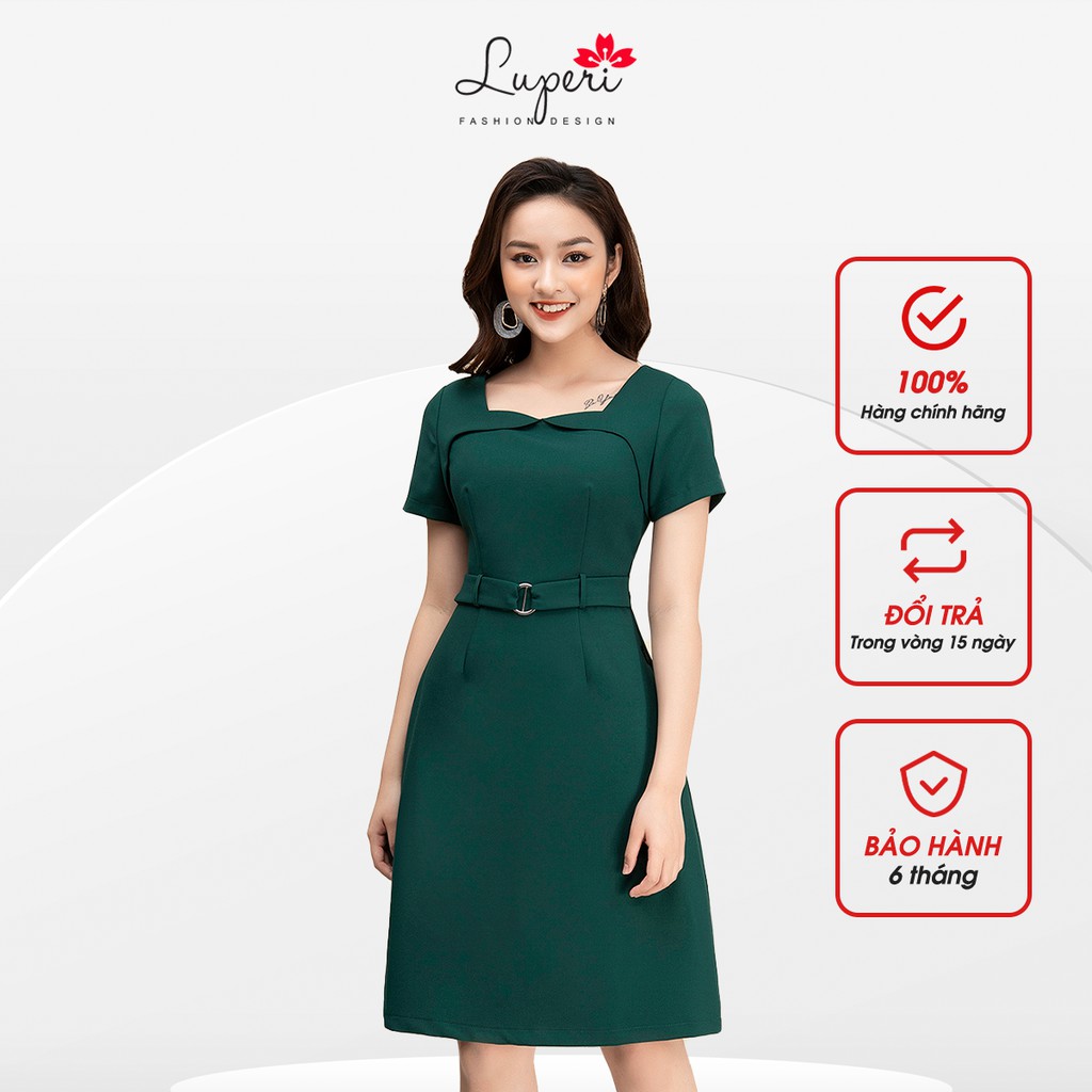 Váy Công Sở Dáng Chữ A Xòe Nhẹ LUPERI Chất Liệu Đũi Xước Hàn Quốc Mềm Mát Không Nhăn Có Co Giãn LFV3131