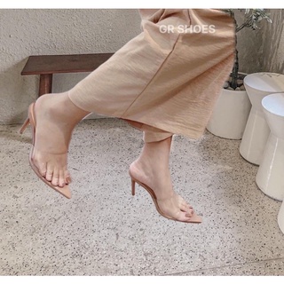 Guốc mica mũi nhọn da mềm gót nhọn 9cm