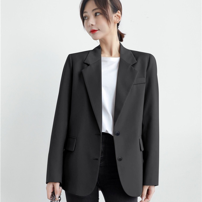 Áo Khoác blazer Mỏng Dáng Rộng Màu Đen Phong Cách Anh Quốc Thời Trang Xuân Thu  Dành Cho Nữ