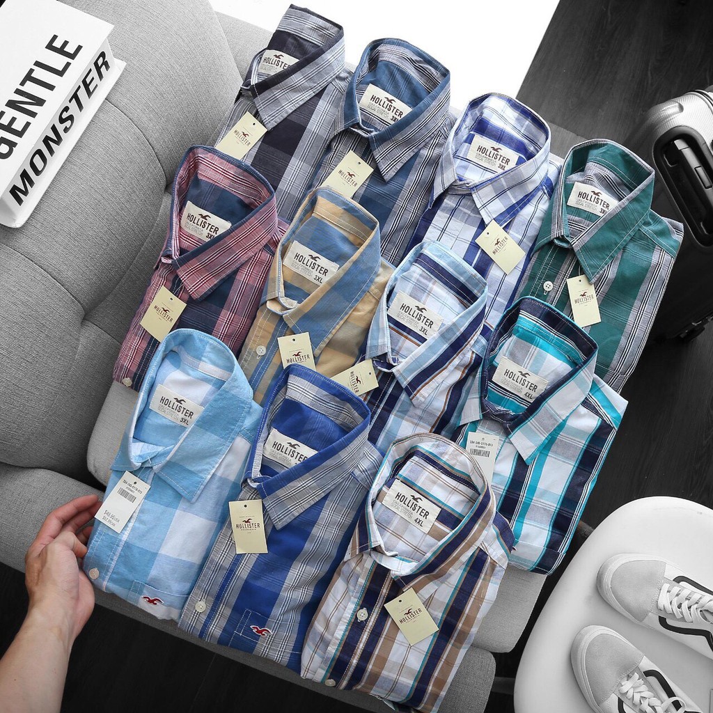 Áo Sơ Mi Caro Nam Tay Ngắn Hollister Vải Đẹp Đủ Màu | BigBuy360 - bigbuy360.vn