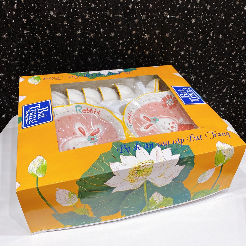 Set bộ đồ ăn thỏ hồng rabbit 13 món kèm hộp