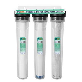 Bộ lọc tổng nước sinh hoạt 3 cấp lọc 20 inch SMY (Trong suốt) - bkc1034