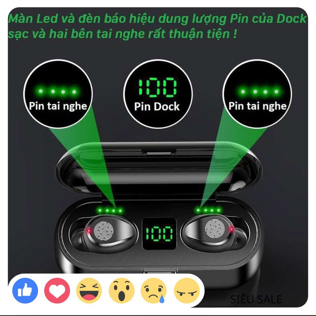 Tai Nghe Bluetooth Không Dây Amoi F9 Nút Cảm Ứng Kiêm Pin Sạc Dự Phòng Shutdownshop