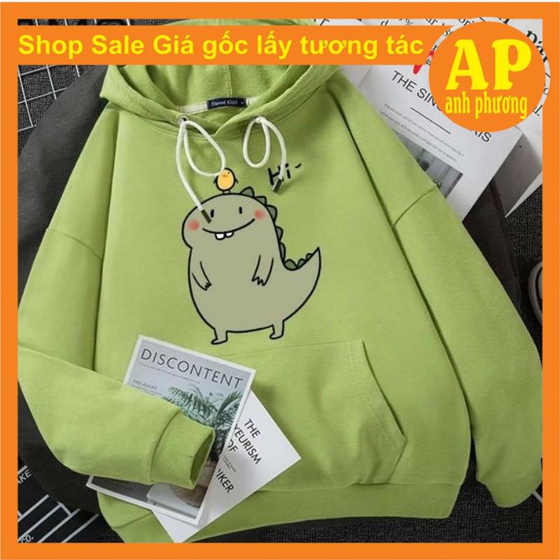áo HOODIE khủng long đội gà Hi form thụng unisex giá rẻ❤️chất nỉ bông❤️form thụng unisex | BigBuy360 - bigbuy360.vn