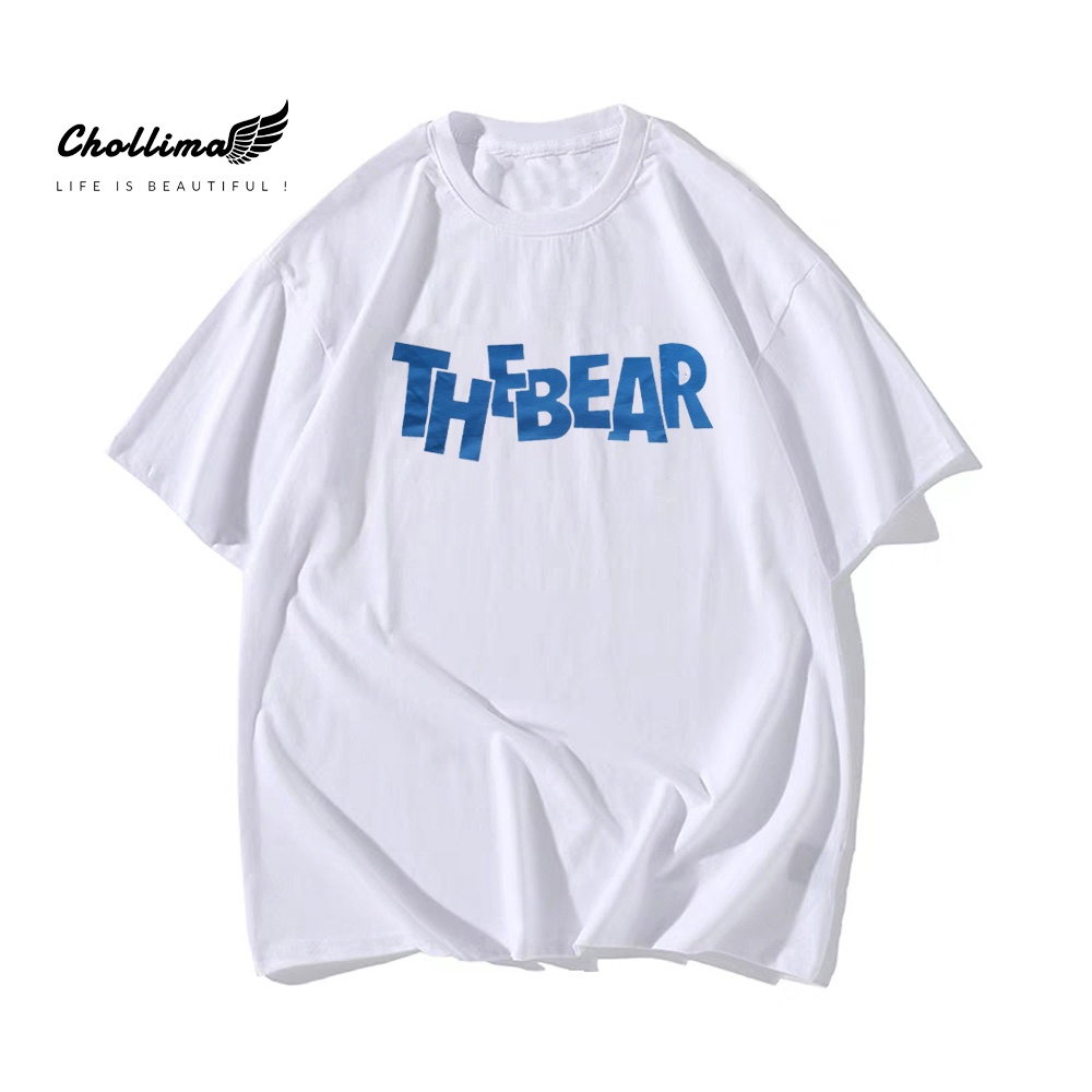 Áo thun unisex tay lỡ Chollima form rộng in chữ THE BEAR  AT008 chất vãi cotton co giãn 2 chiều thoáng mát