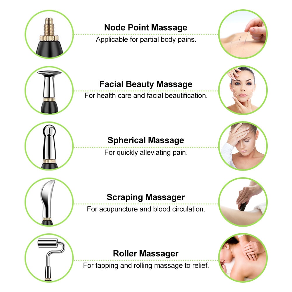 Set bút châm cứu laser Suolaer với 5 đầu mát xa giảm đau chăm sóc sức khỏe sắc đẹp tại nhà