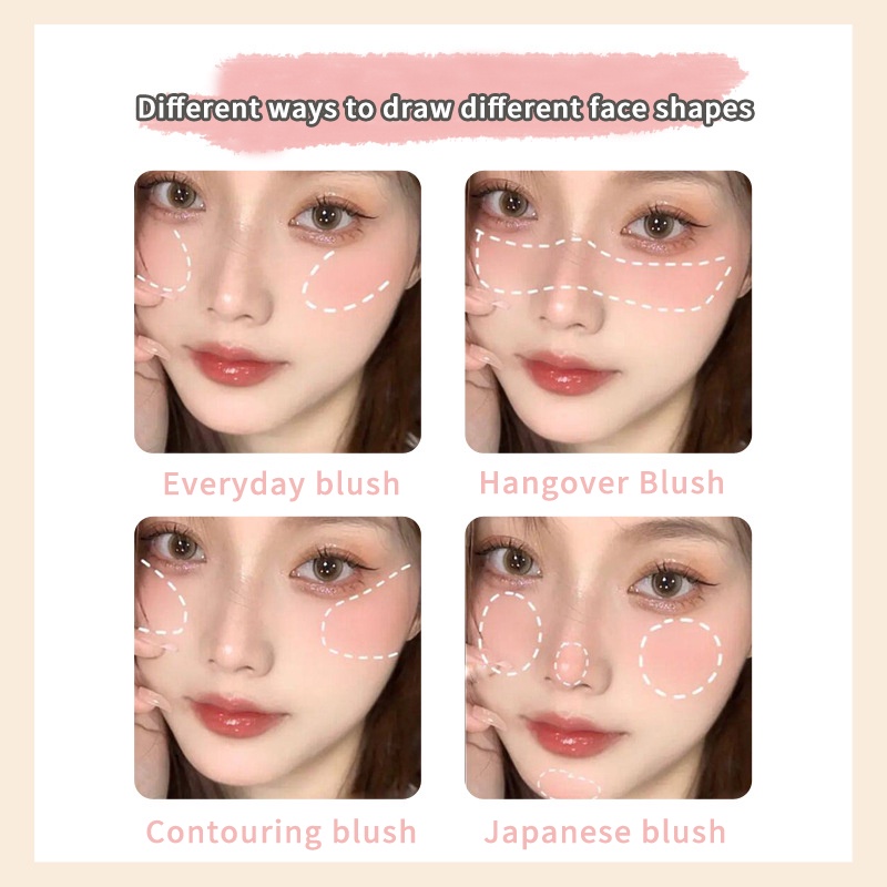 Phấn má hồng GECOMO 4 màu sắc lì tùy chọn vỏ họa tiết hoạt hình dành cho nữ