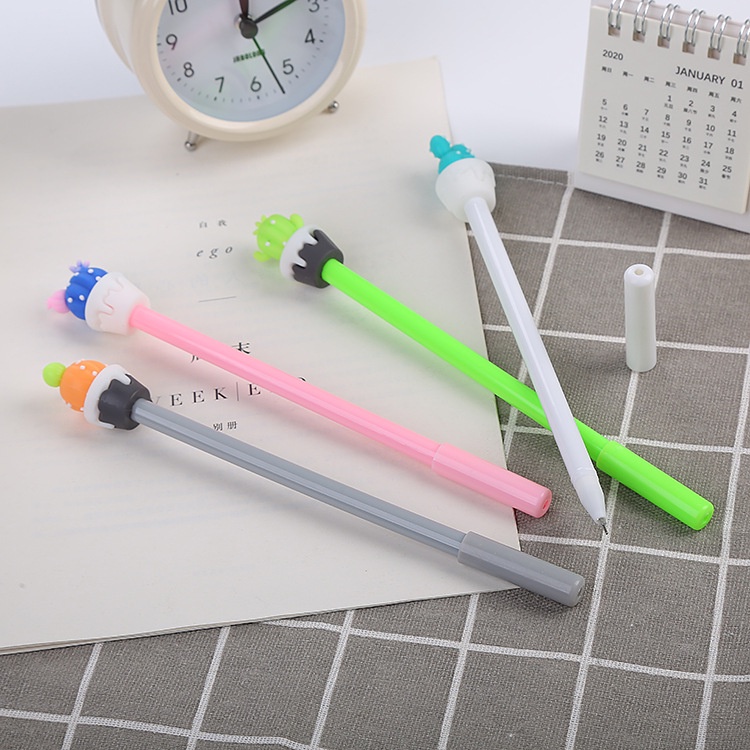 Link 3 - Bút bi nước mực gel Nhiều mẫu Pison cute mực đen ngòi kim 0.38mm - 01 cái