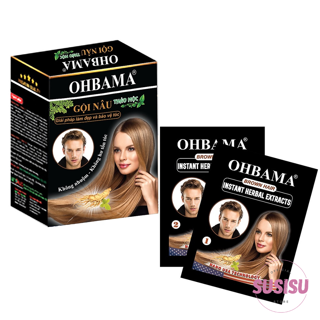 Dầu gội nhuộm tóc tại nhà Gội Là Đen OHBAMA Black Hair Instant Wash 20ml  1 bịch