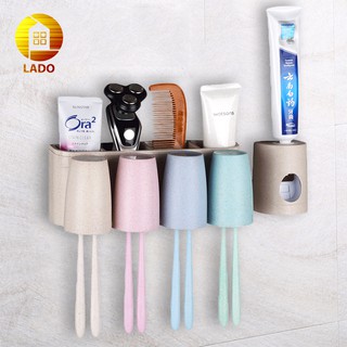 Kệ treo bàn chải và kem đánh răng tự động 4 cốc cao cấp mẫu mới