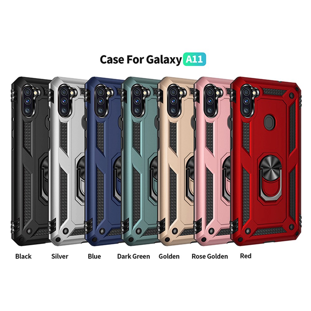 Ốp điện thoại giáp cứng nhiều màu sắc chống sốc có vòng đeo tay bảo vệ cho SAMSUNG GALAXY A11