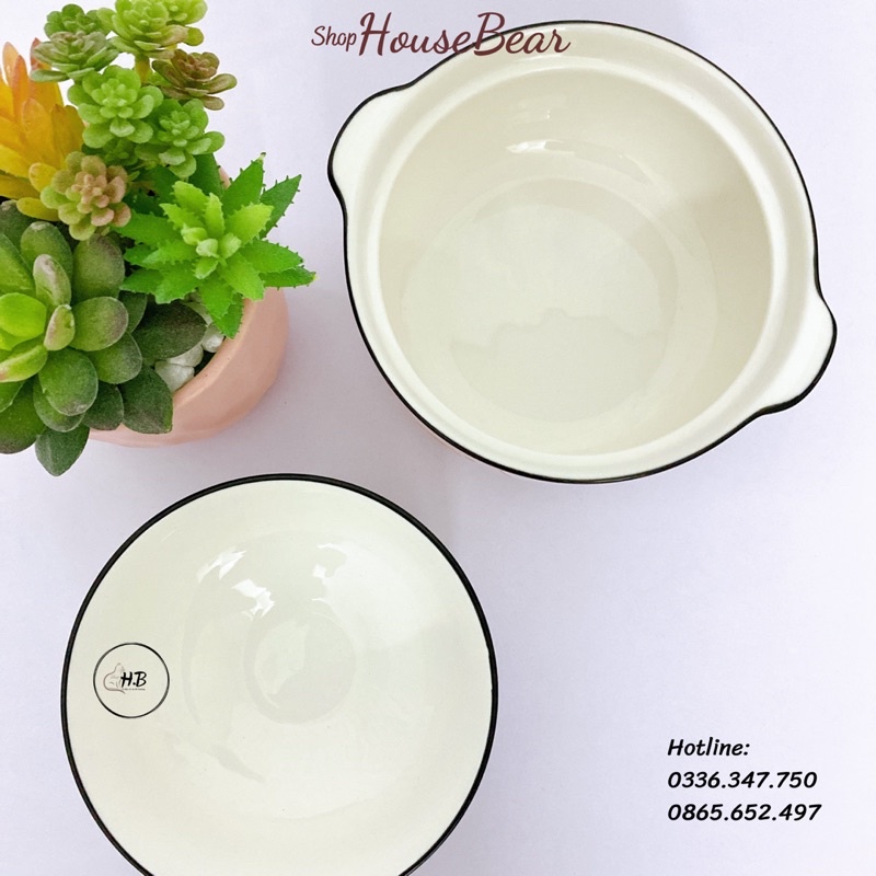 Bát ăn mì in hình chú gấu hồng Happy Thing, có kèm nắp dễ thương