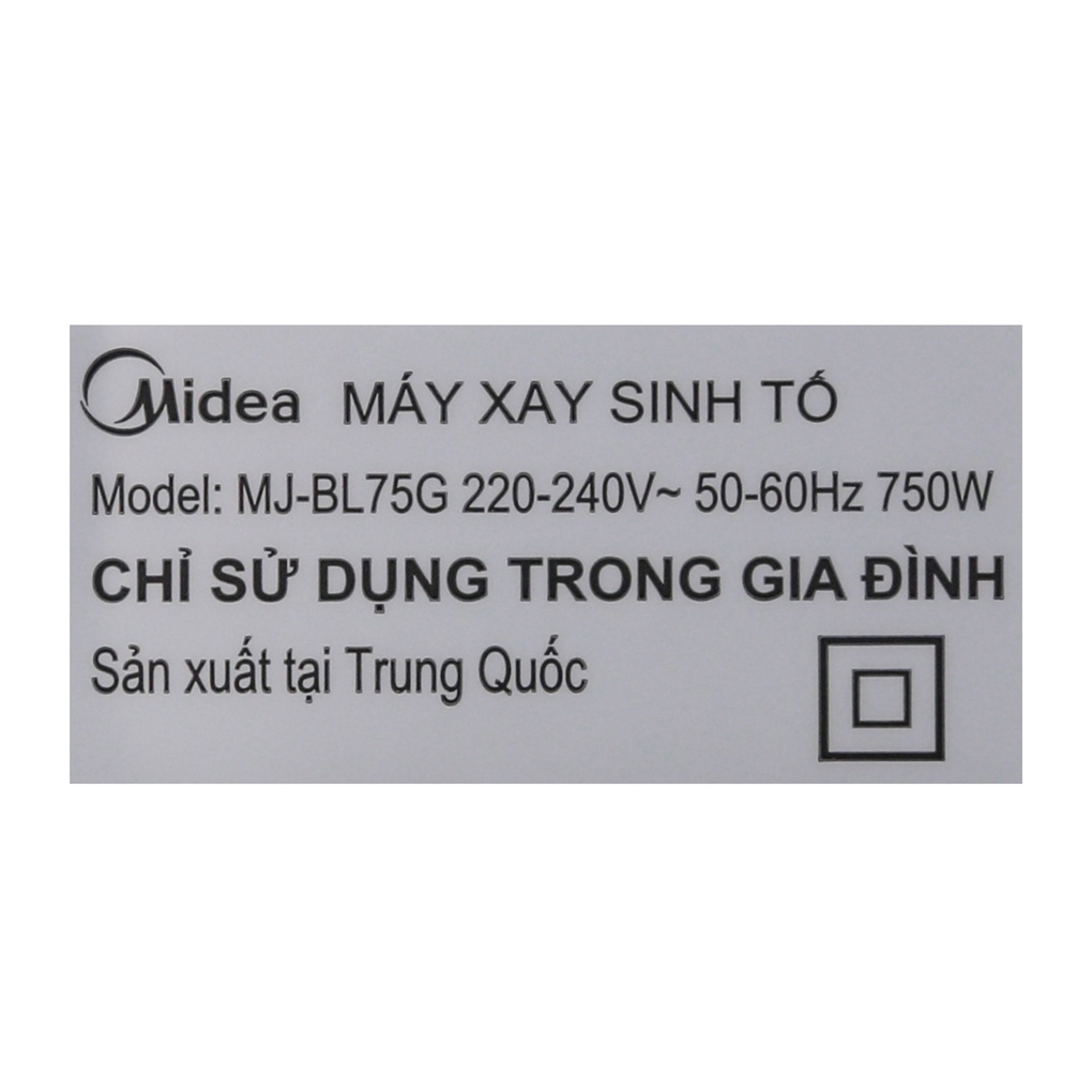 Máy xay sinh tố Midea MJ-BL75G 1.5 lít 750W xay đá, sinh tố, rau củ, súp, hạt, gia vị - Chính hãng BH 12 tháng