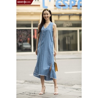 Đầm Jeans Nữ Cá Tính GENVIET Dáng Dài Tưa Gấu XD423J1247