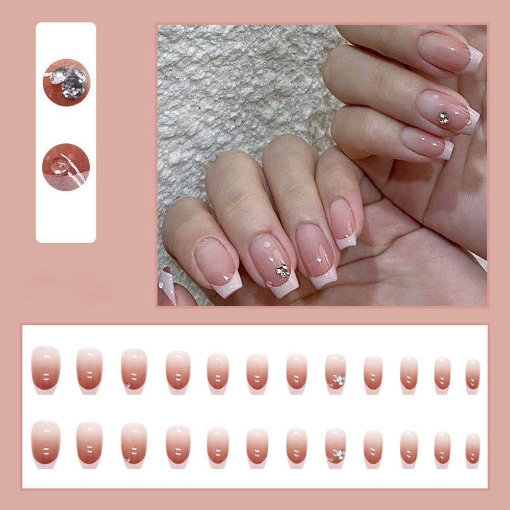 XIANTIN Hộp 24 Móng Tay Giả Che Phủ Toàn Diện Đính Kim Tuyến Lấp Lánh