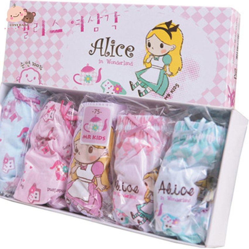 Set 4 quần lót cotton họa tiết xinh xắn nhiều màu sắc cho bé gái 2-12 tuổi