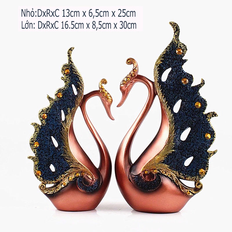 Đồ trang trí Decor KHALIK, Cặp đôi Công Trang trí phòng khách sang trọng mang phong cách châu Âu