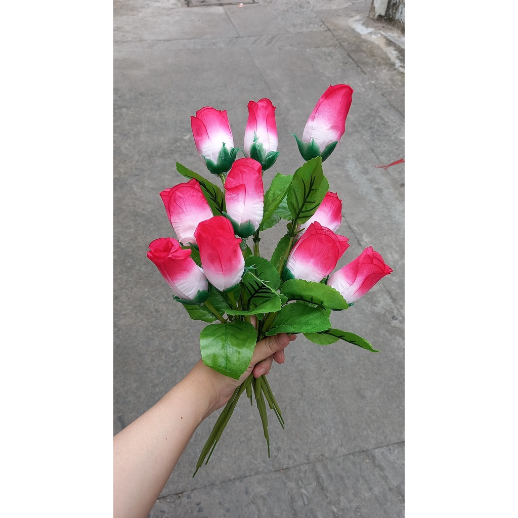 10 cây bông Hồng giả dùng cho sân khấu hát với nhau Màu giao ngẫu nhiên - Hoa giả - Hương Flower