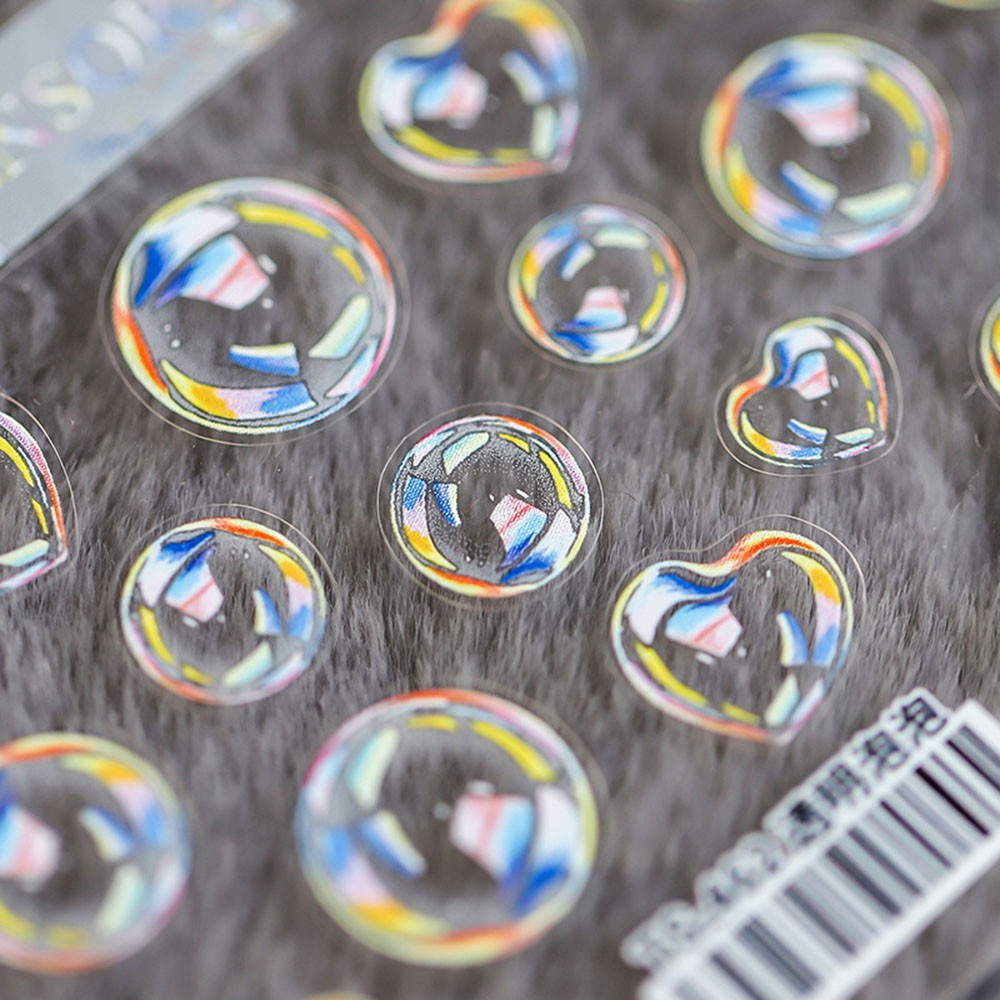 [Hàng mới về] Miếng dán trang trí móng tay hình trái tim/ bong bóng trong suốt 5d DiY