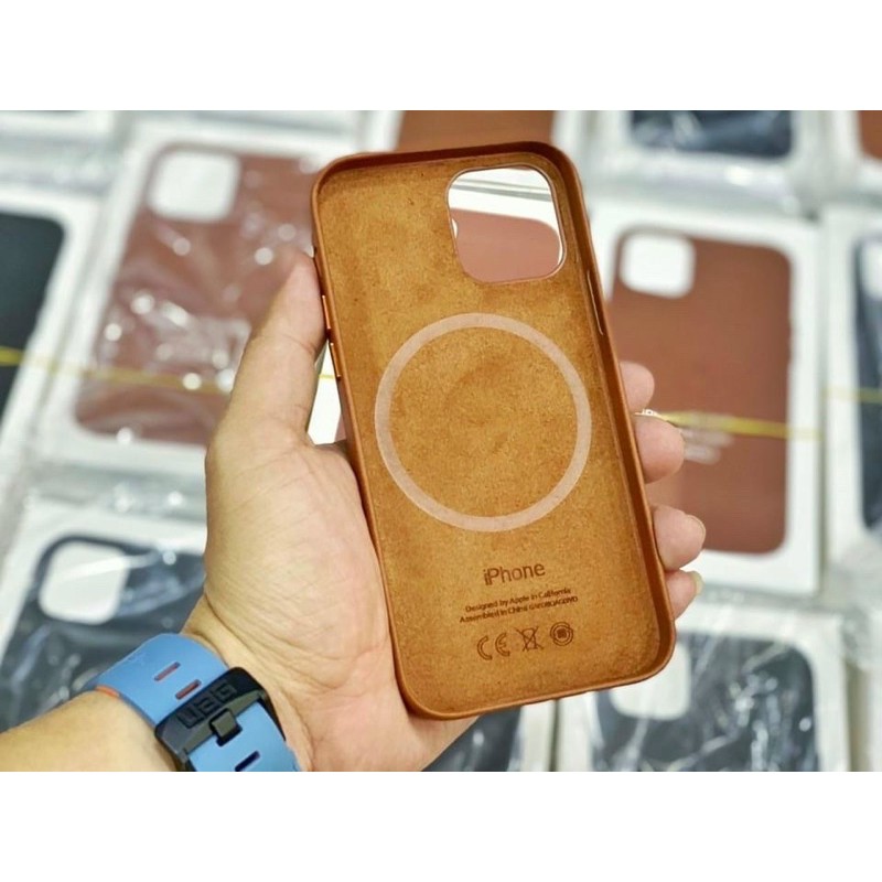 Ốp Lưng Da Leather Case Iphone 12/ 12 Ro/ 12 Pro Max MagSafe Hỗ Trợ Sạc Không Dây - Hàng Fullbox Cao Cấp