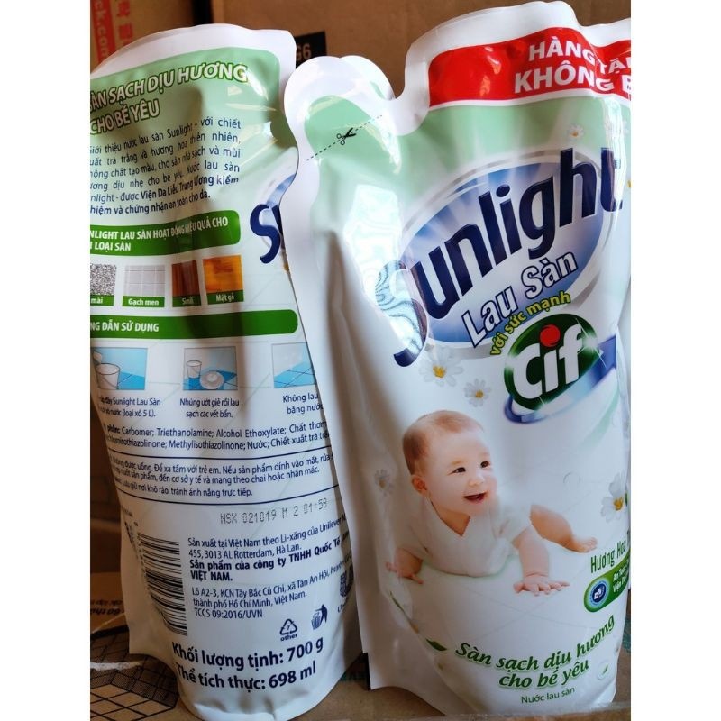 Combo 3 túi Nước lau sàn sunligh sạch dịu hương 700ml dạng túi siêu tiết kiệm nhé cả nhà