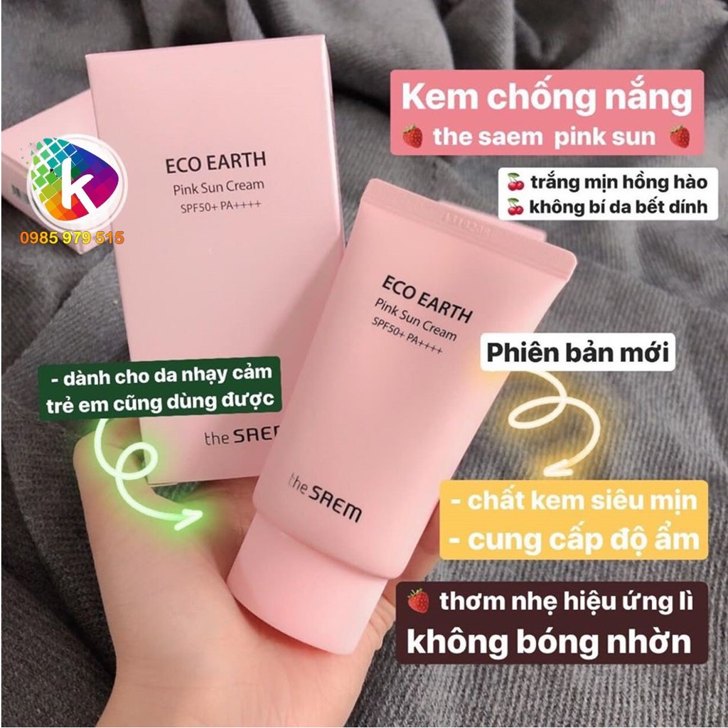 (Đủ BILL) Kem chống nắng The Saem Eco Earth Power Pink Sun Cream | WebRaoVat - webraovat.net.vn