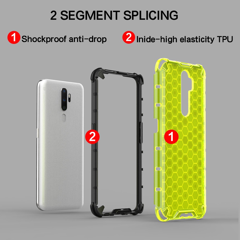 Ốp Điện Thoại Nhựa Cứng Trong Suốt Chống Sốc Họa Tiết Tổ Ong Cho OPPO A11 A11x A12 A12e A31 A53s A54 A55