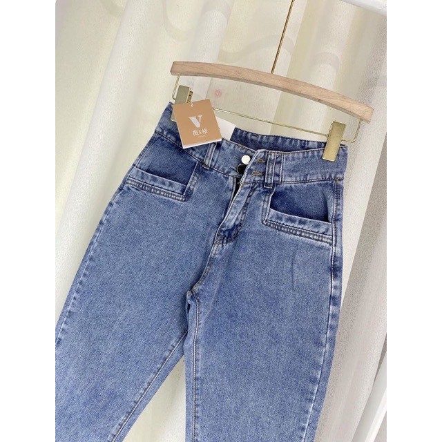 Quần Bò Cạp Cao Tôn Dáng💖FREESHIP💖GIAM 10K- Quần Jean ống suông 2 Khuy Túi Thẳng Loại Đẹp[Hình Chụp Thật] | BigBuy360 - bigbuy360.vn