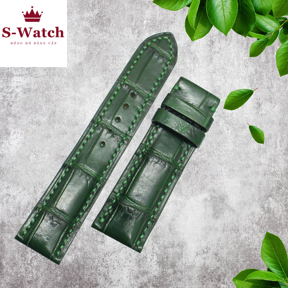 Dây Đồng Hồ Da Cá Sấu Màu Xanh Lá size 20 MrFour | Crocodile Leather Watch Bands