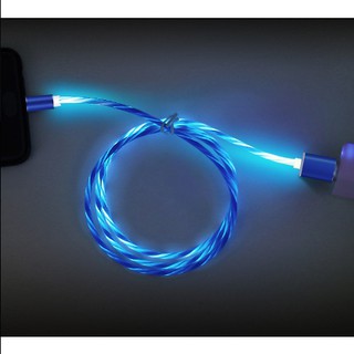 Cáp sạc từ hút nam châm đầu micro usb, type C và Lightning dây dù có led