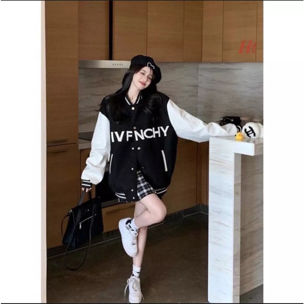 Áo bomber phối tay CIVF Chất nỉ cotton from Nam Nữ Unisex  siêu hóttren