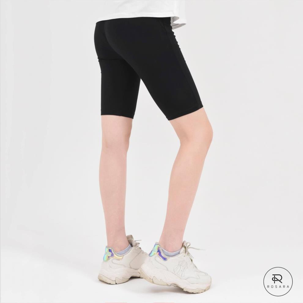 Quần biker short legging lửng cạp chun vải cao cấp thun ngố nữ co giãn tốt dáng ôm Rosara SP108  ་