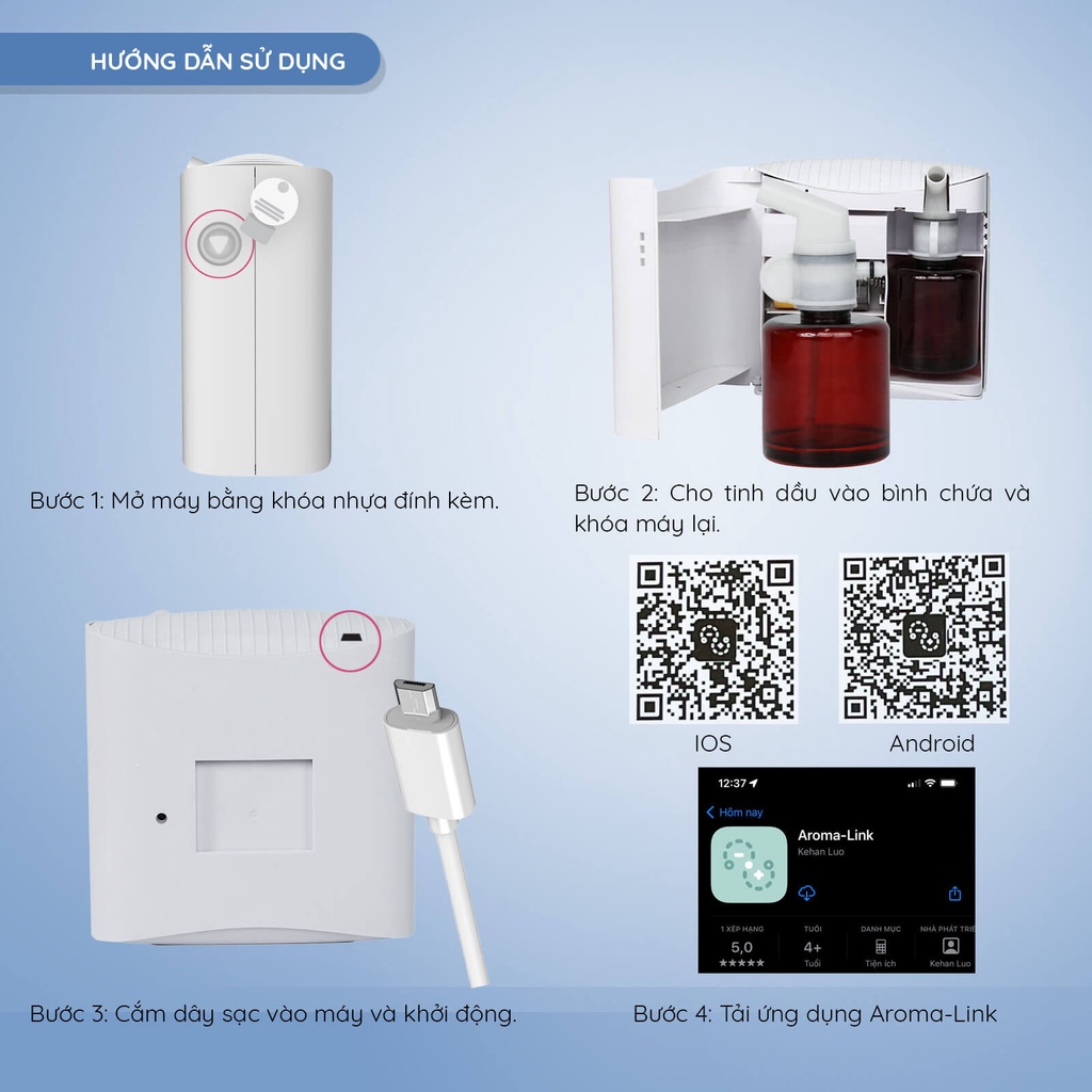 Máy xông tinh dầu chuyên dụng cho gia đình VO2 Smart Home Aroma Diffuser