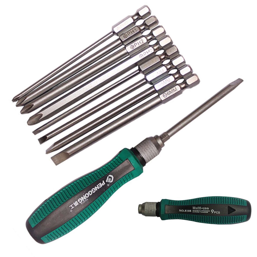 Farfi 9 Cái PengGong Đa Năng Hex Shank Rãnh Chéo Tuốc Nơ Vít Công Cụ Sửa Chữa Bits-123LifeVn-198