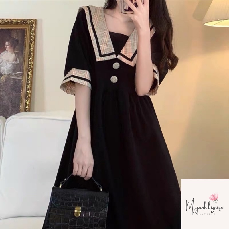 {Order bigsize,M-4xl}Váy tiểu thư đính cúc đôi bigsize QC001