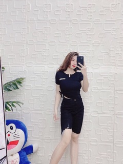✨Croptop Rút Dây 1 Bên Logo