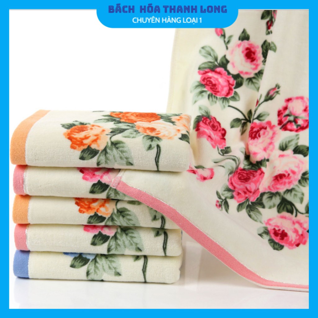 Khăn Tắm Cotton ❤️FREESHIP❤️Khăn Tắm Cotton Mềm Mại Thấm Hút Cực Tốt, Họa Tiết Hoa Hồng Trang Nhã, Sang Trọng