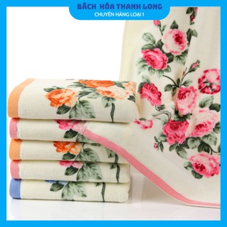 Khăn Tắm Cotton ❤️FREESHIP❤️Khăn Tắm Cotton Mềm Mại Thấm Hút Cực Tốt, Họa Tiết Hoa Hồng Trang Nhã, Sang Trọng