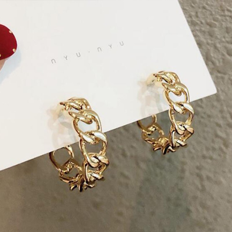 Khuyên tai kiểu dây xích bằng hợp kim phong cách retro thời trang cho nữ