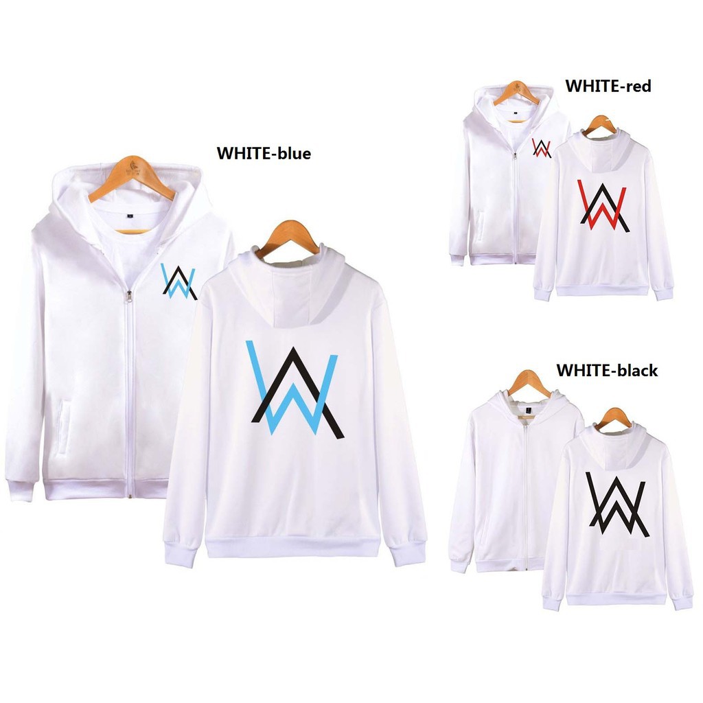 Áo Khoác Hoodie Khóa Kéo In Logo Alan Walker