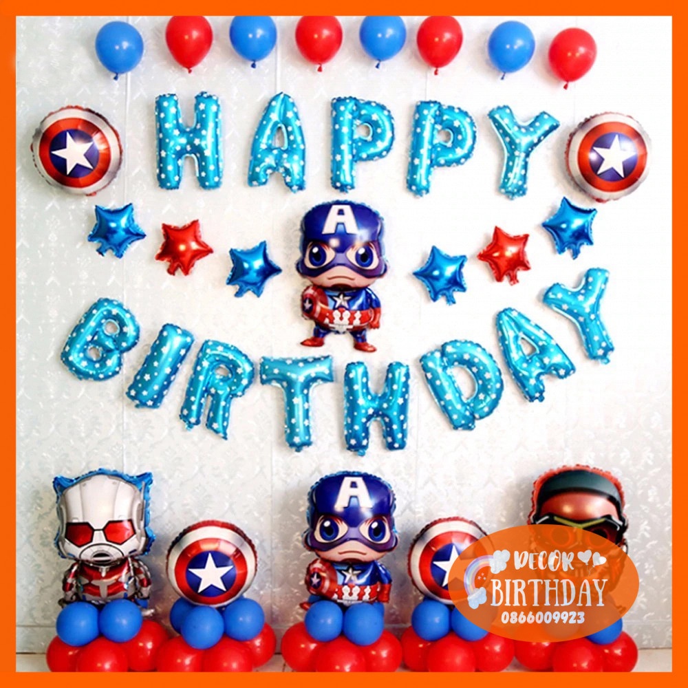 Set Trang Trí Sinh Nhật ️️️️️CHỦ ĐỀ SIÊU NHÂN️️️ Bóng Dày Dặn, Set Như Hình Tặng Kèm Đồ Bơm Băng Dính