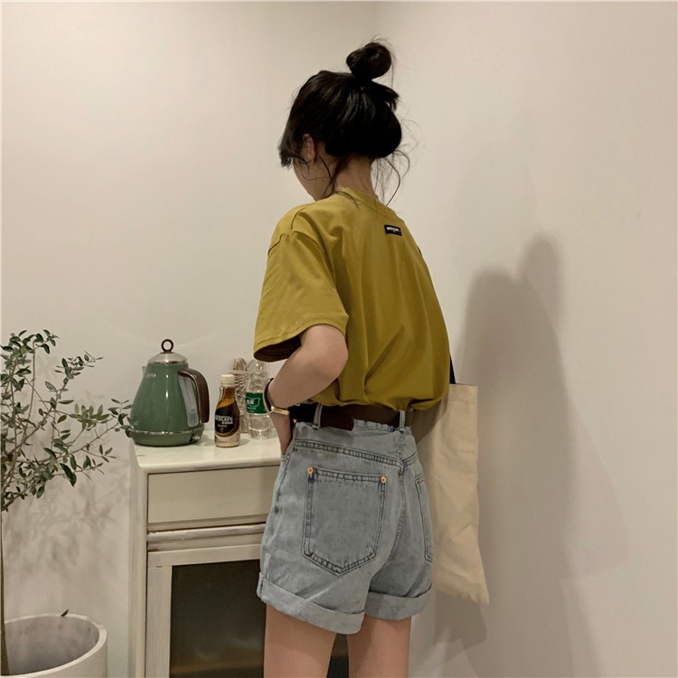 Xiaozhainv Quần sọt Denim lưng cao phong cách Hàn Quốc | BigBuy360 - bigbuy360.vn