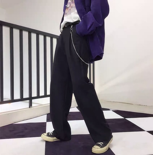 [SẴN] Quần vải ống rộng ulzzang kèm chuỗi xích siêu chất streetstyle hip hop | BigBuy360 - bigbuy360.vn