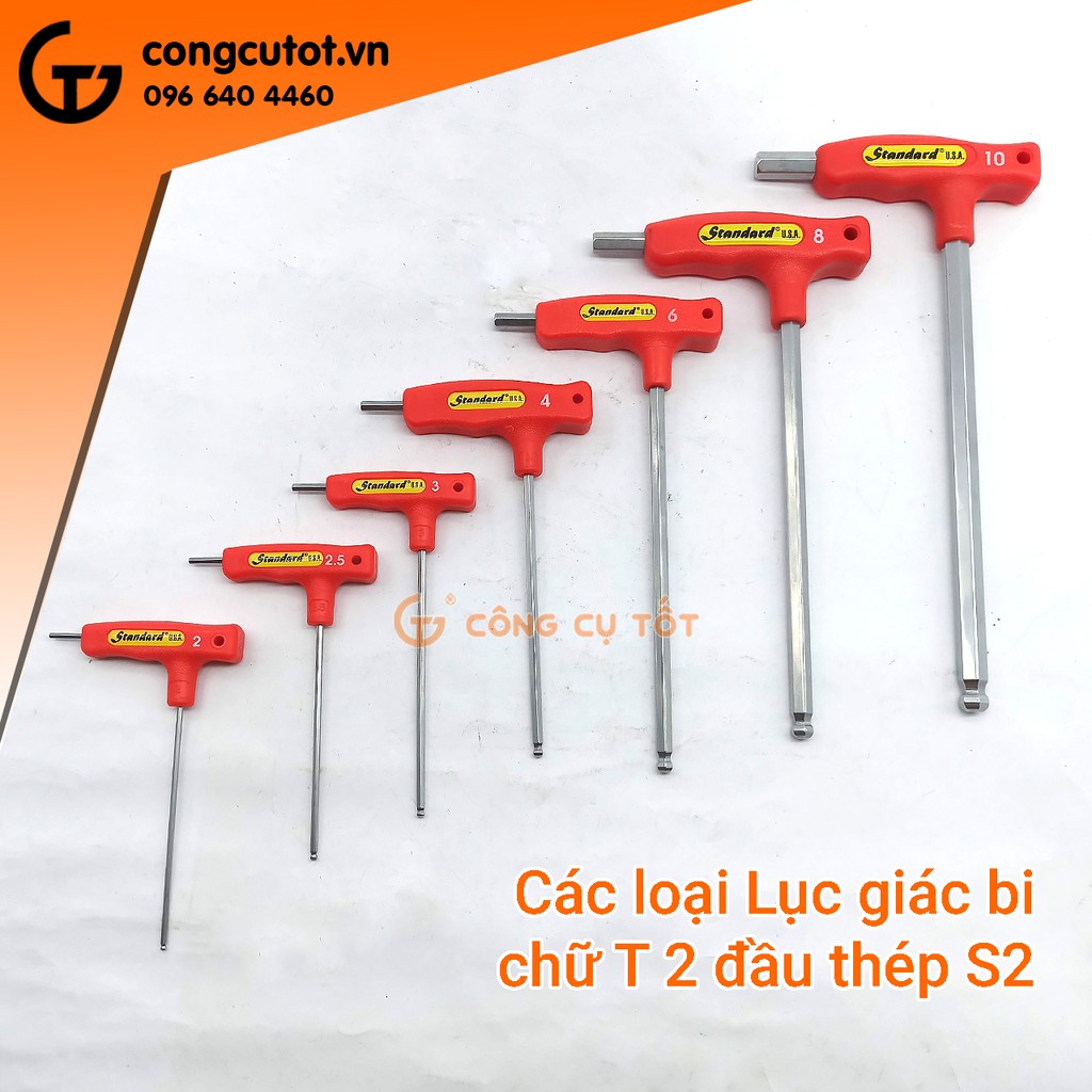 Lục giác bi chữ T 2 đầu thép S2 Standard