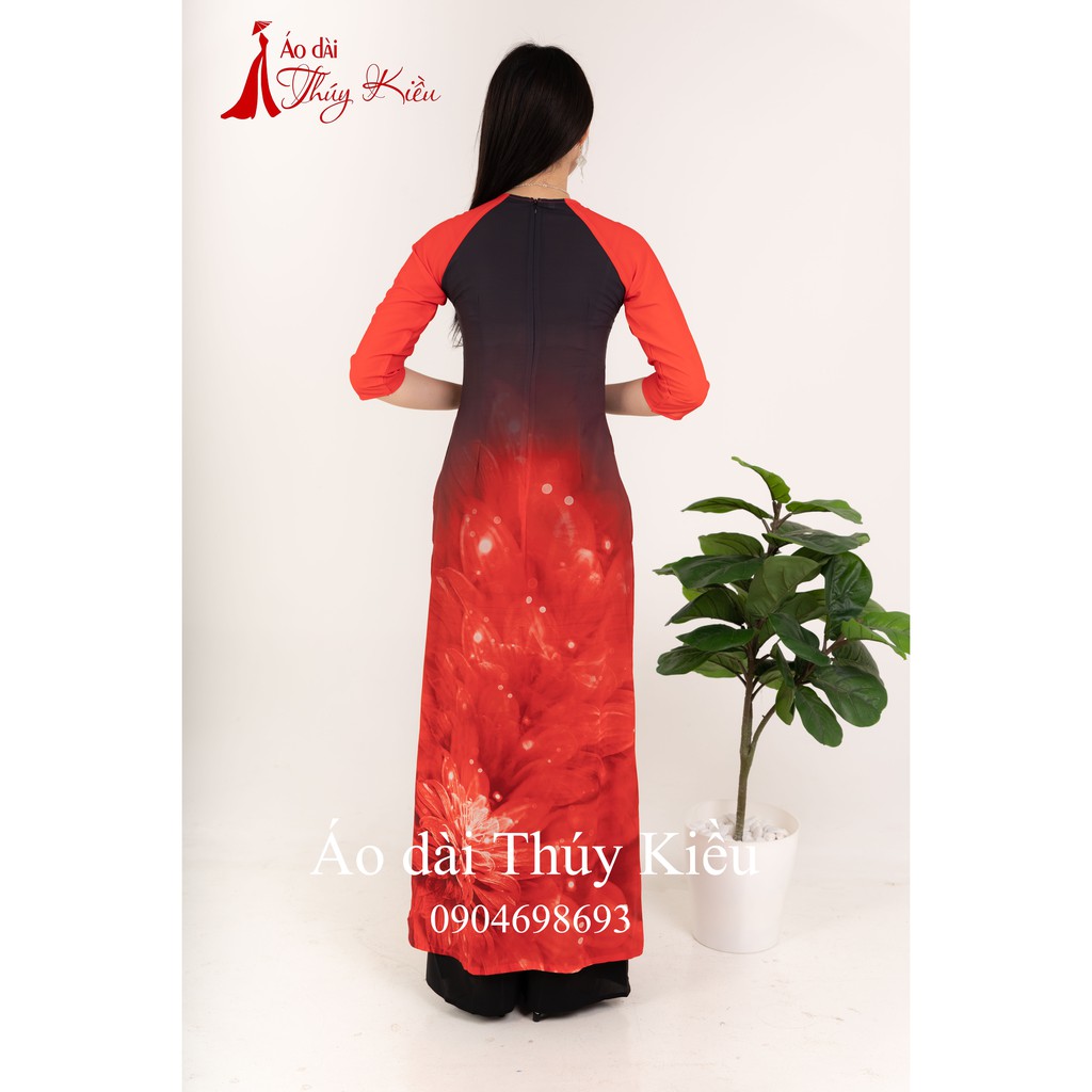 Áo dài truyền thống thiết kế may sẵn tết cách tân nữ nền đỏ K52 Thúy Kiều mềm mại co giãn áo dài giá rẻ
