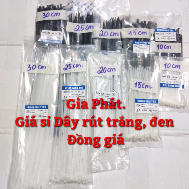 Dây rút nhựa giá sỉ các cỡ 10cm, 15cm, 20cm, 25cm, 30cm,